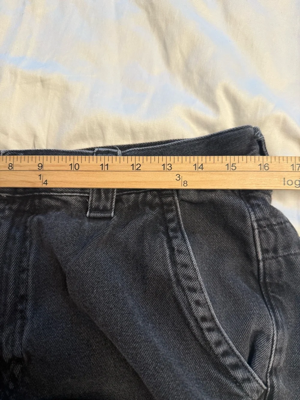 H&M baggy cargo jeans washed black wide leg women’s size 31/32 streetwear grunge